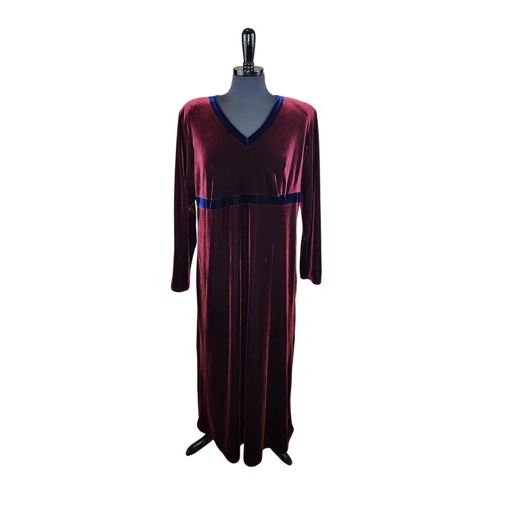 Vintage K.C. Spencer Burgundy Velvet Maxi Dress Witchy Whimsygoth